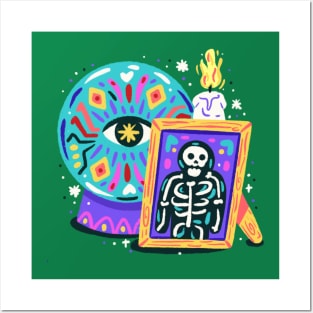 Magic Ball Skeleton Halloween Posters and Art